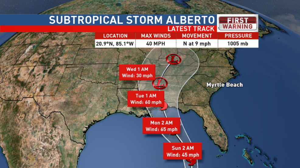 SubTropical Storm Alberto forms, heavy rain likely for our area WPDE