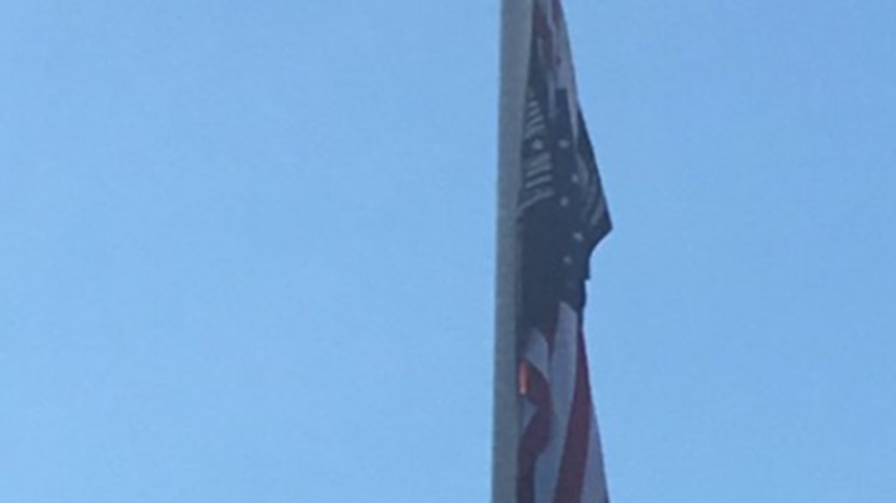 Maintenance issues causes American flag to hang upside down during