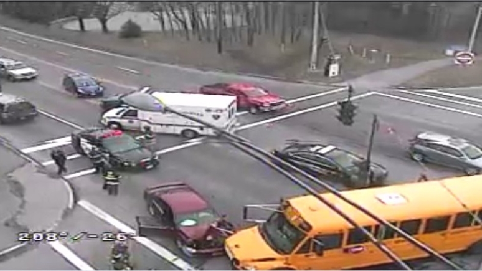 School bus crash collides with car in ster WHAM