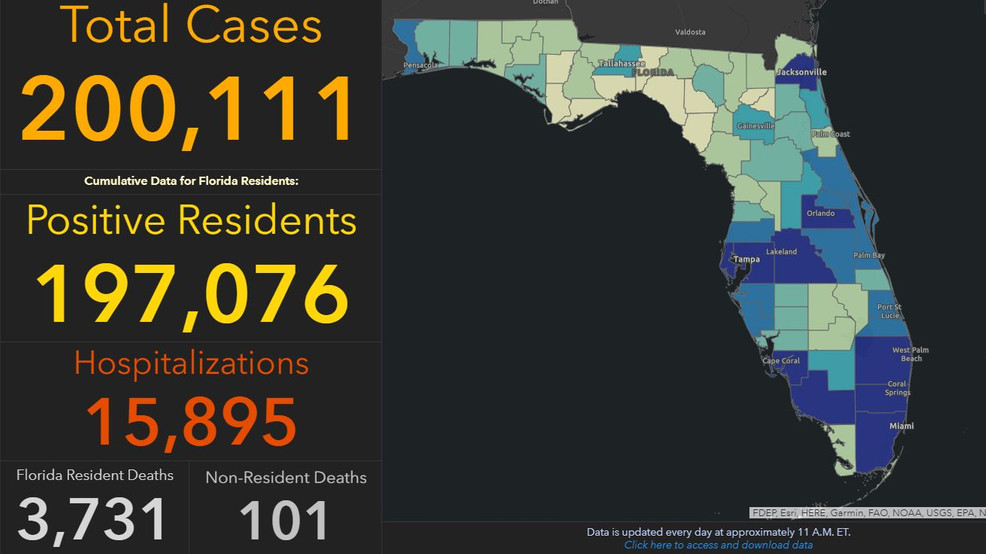 Florida reaches over 200,000 COVID19 cases WEAR